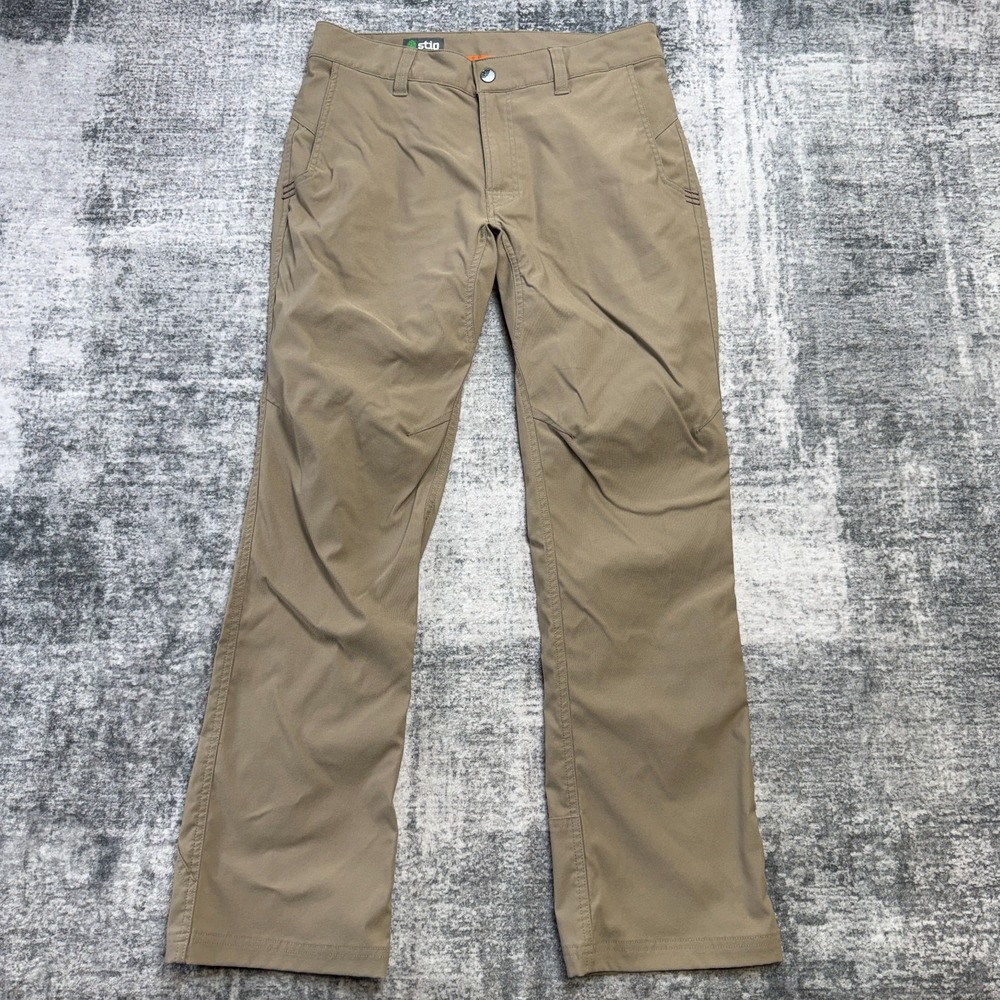 Stio Coburn Pants Mens 32S Beige Khaki Stretch Twill Chino Hiking Trail Travel